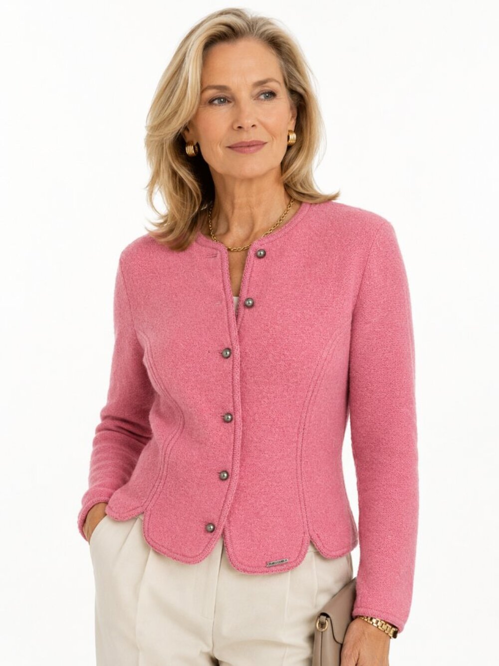 Geiger Tyrol Pink Wool Button Front Cardigan Austrian EU 38 / US S